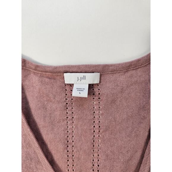J jill L large pink bolman sleeve short sleeve sweater top v neck stretch casual - Picture 6 of 8